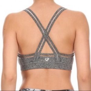 Gray sports bra cross back